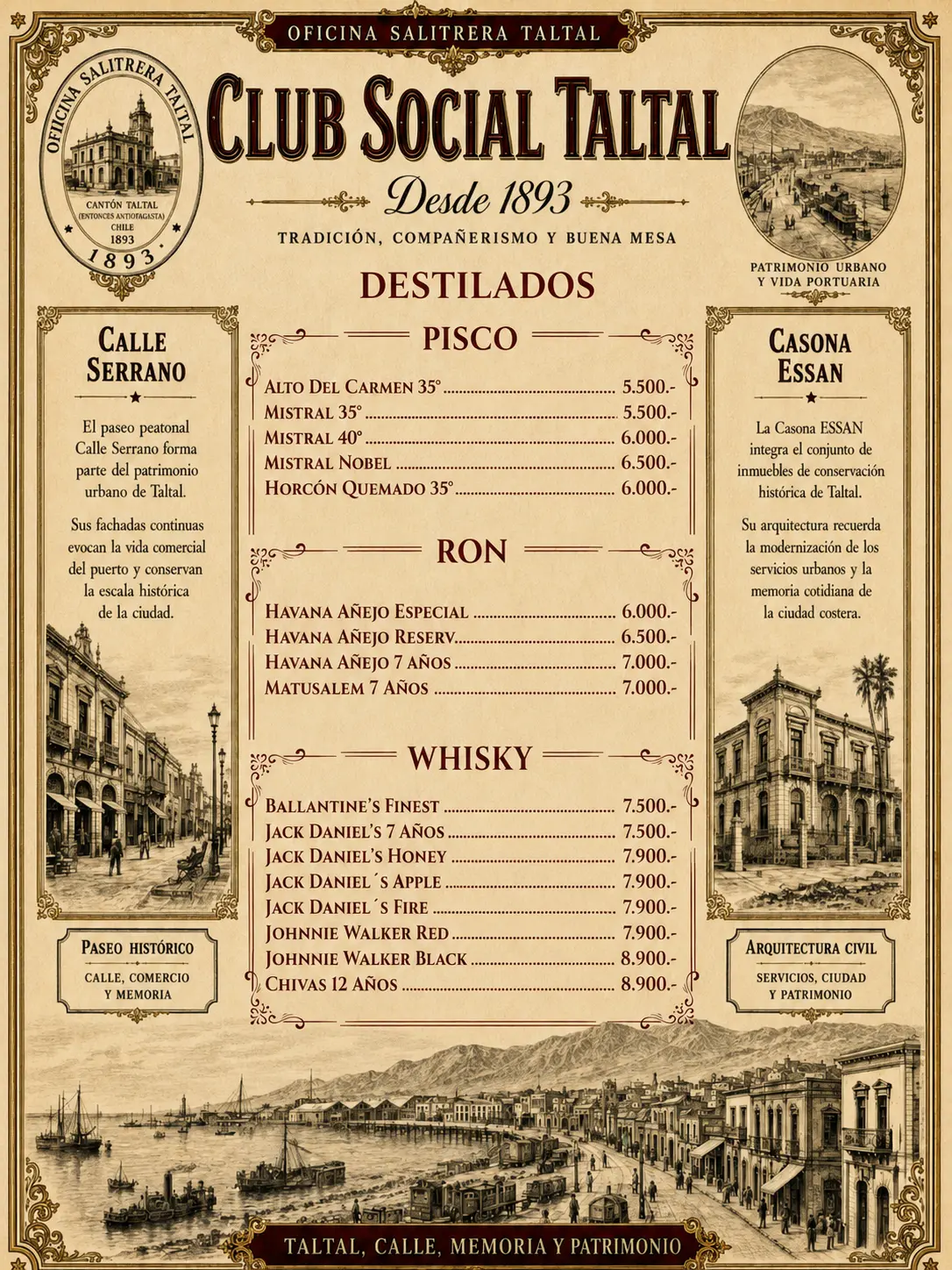 Destilados: pisco, ron y whisky