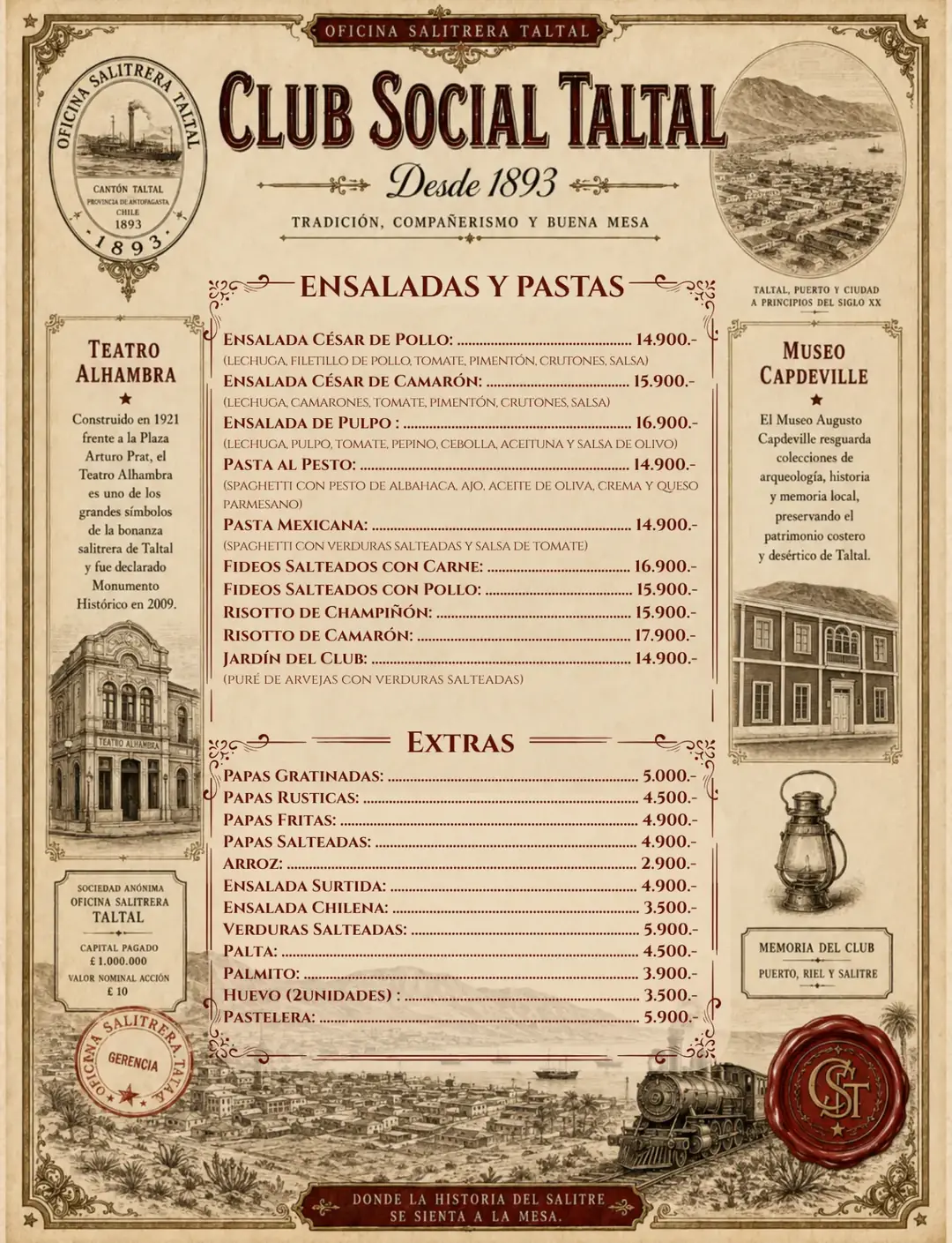Ensaladas, pastas y extras